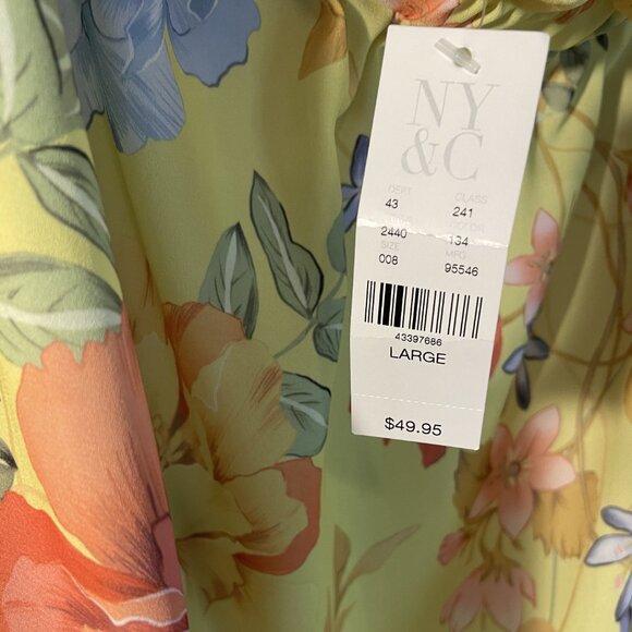 NWT Size Large Women's Off Shoulder Yellow Floral Top by Sweet Pea for NY & Co. - Picture 6 of 8